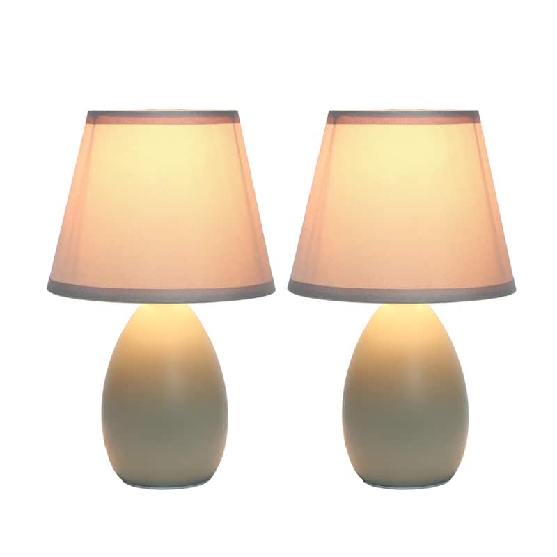 9.45" Petite Oblong Lamp 2 Pack Set w Matching Fabric Shade