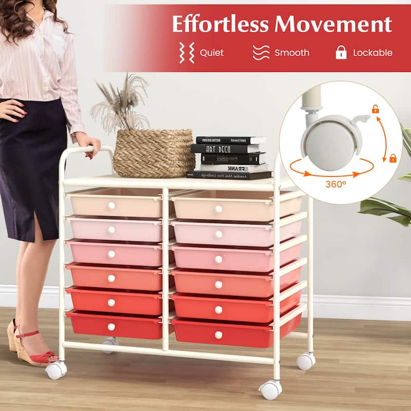 Costway 12 Drawers Rolling Cart Storage Scrapbook Paper Studio - See Details