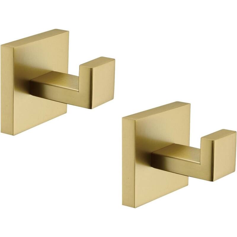 2 Pack Stainless Steel Wall Mounted Towel, Robe, Coat Hooks, Heavy Duty Wall Hooks for Bathroom and Kitchen. - Gold