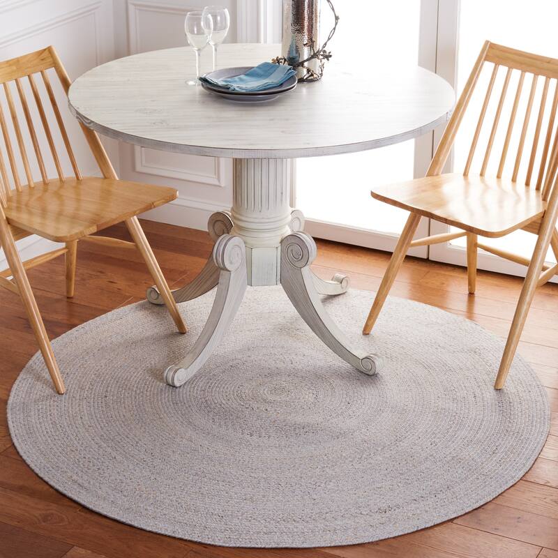 SAFAVIEH Handmade Braided Anastasie Round Rug - 4' Round - Grey/Yellow