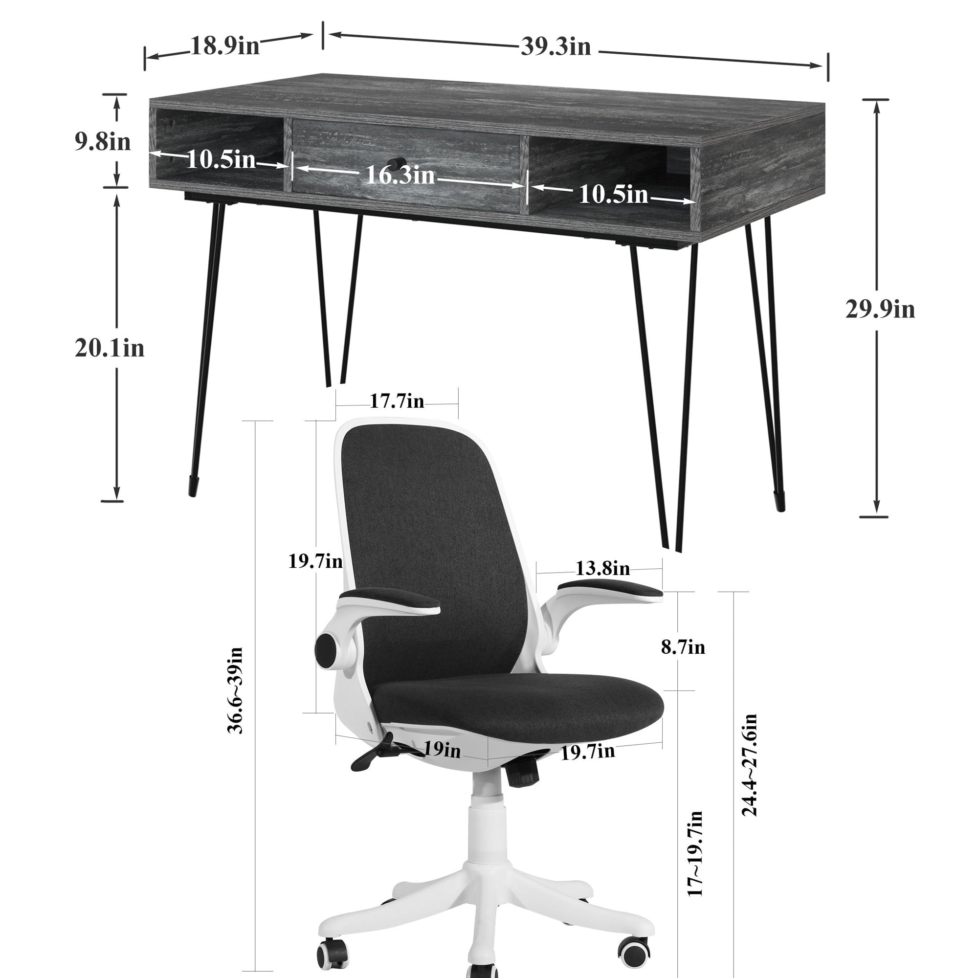 Computer Desk/Writing Desk and Chair Sets（Set of 2）, 6 Sets Options-VECELO