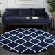 preview thumbnail 111 of 145, SAFAVIEH Hudson Shag Ariola Trellis 2-inch Thick Rug 3' Round - Navy/Ivory