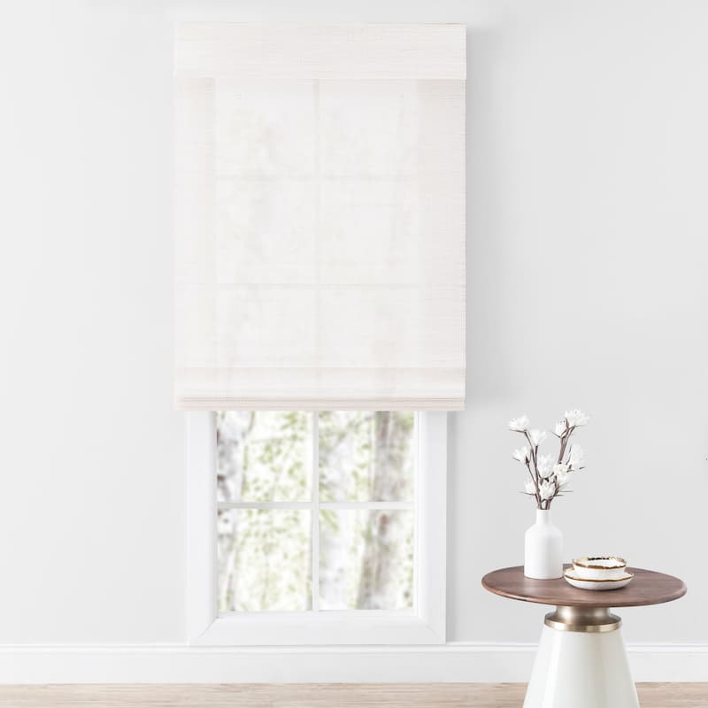Capri Bamboo Elegant Cordless Roman Shade - 34"W x 72"L - White