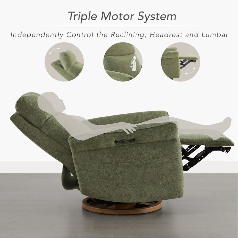 Spruce & Spring Power Swivel Recliner Chair Triple-Motor Nursery Glider