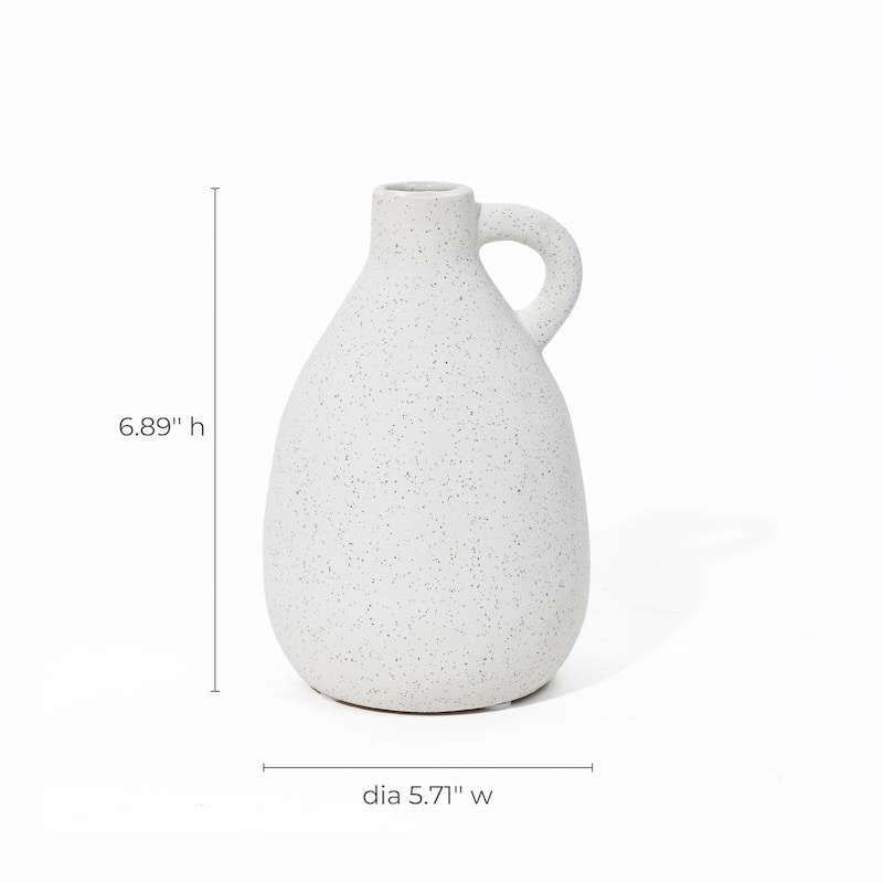 2-Piece White Ceramic Jug Round Vase Set