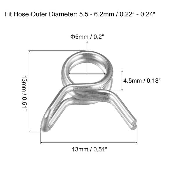 Double Wire Spring Hose Clamp, 50pcs 304 Stainless Steel 5mm Spring