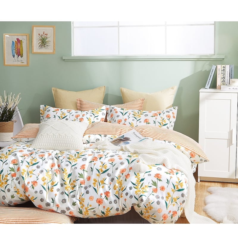 Estella Reversible Floral 100% Cotton Comforter Set