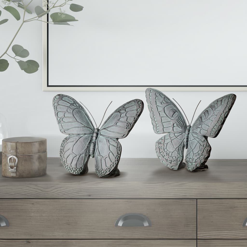 Resin 'Wood' Butterfly 7.5" Set of 2