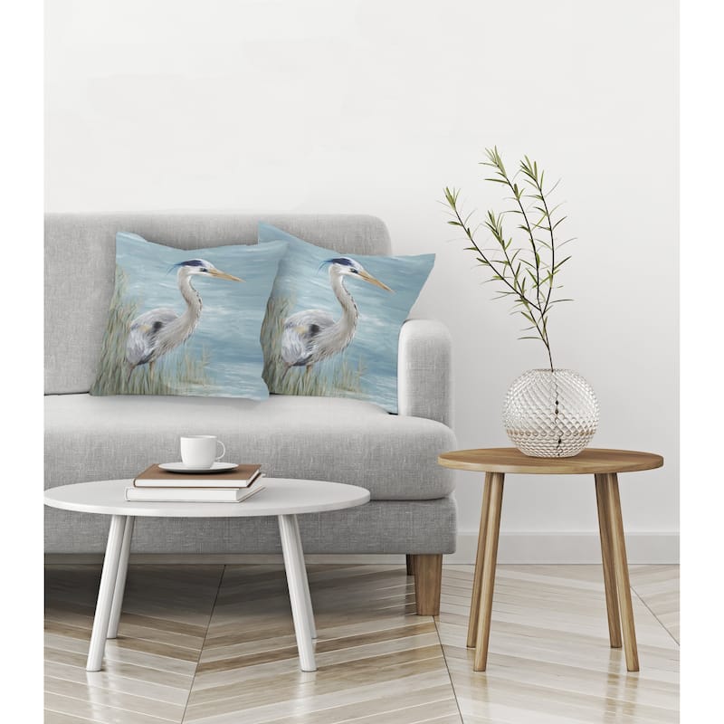 Laural Home Heron by the Bay Outdoor Decorative Pillow