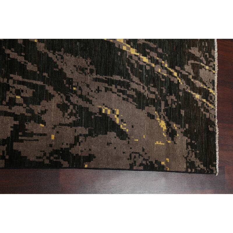 Vegetable Dye Abstract Contemporary Area Rug Hand-knotted Wool Carpet - 9'9" x 12'9"