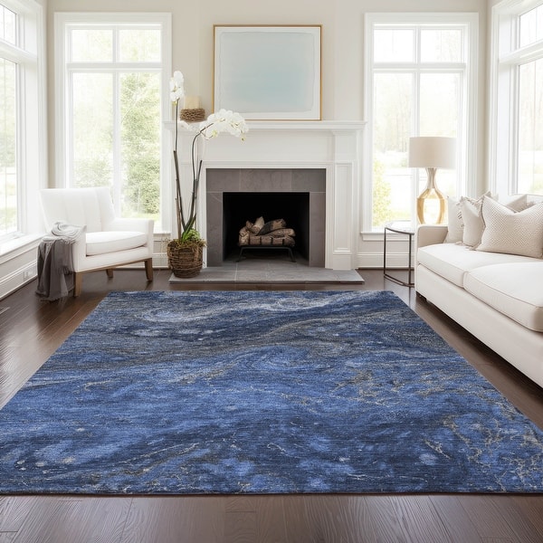 slide 2 of 86, Machine Washable Indoor/ Outdoor Chantille Modern Abstract Rug Blue - 10' x 14'