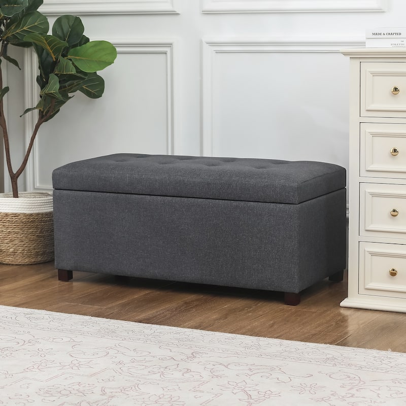Adeco Rectangle Storage Ottoman Bench for Living Room Bedroom