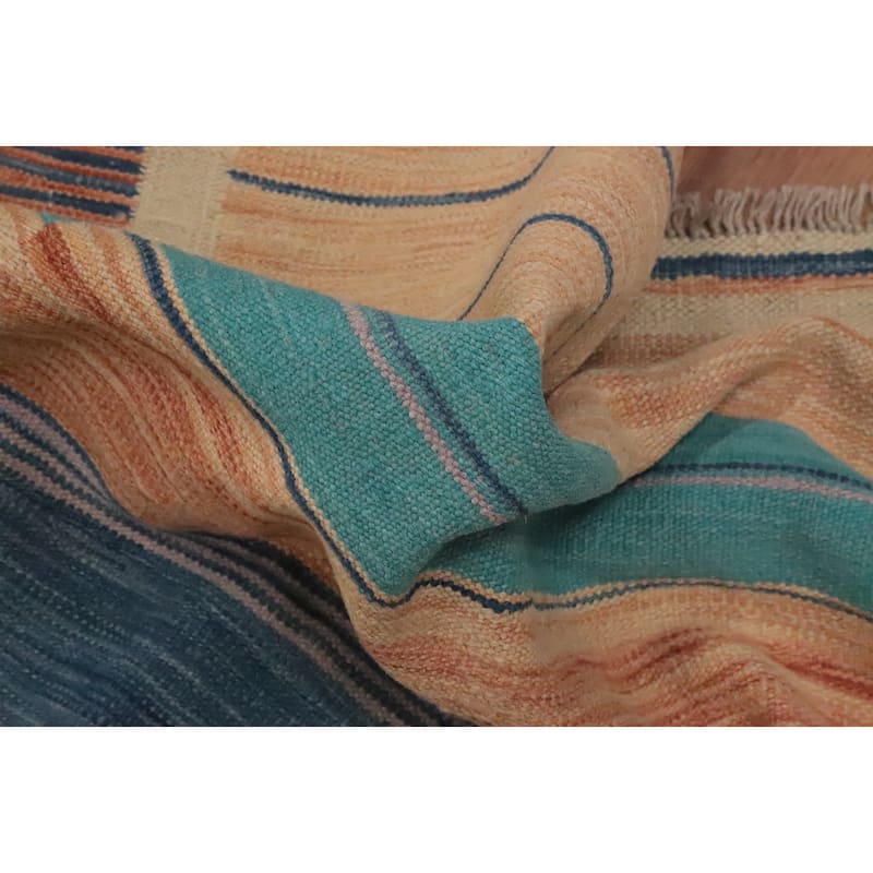 Hand Woven Oriental 100% Wool Carpet Southwestern Tribal Multi-Colored Kilim Area Rug - 8' 4'' X 5' 10''