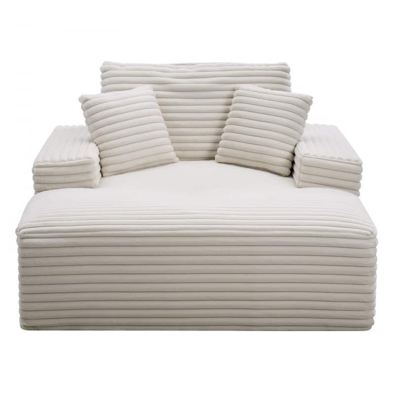 Faux Fur Chaise Lounge with Ergonomic Design, Pocket Springs and Pillows