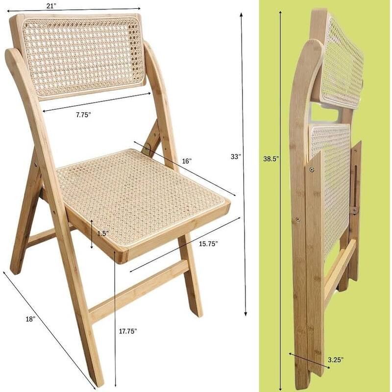 Sand Tristan Bamboo Folding Chairs Set of 2 Portable Indoor Outdoor