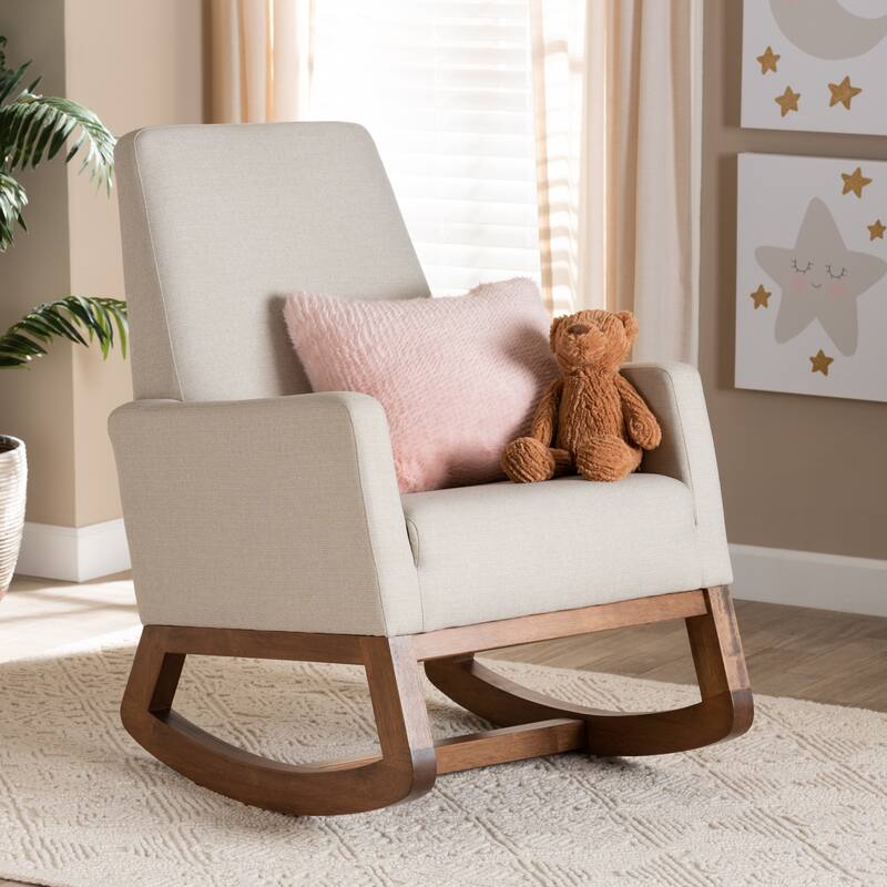 Carson Carrington Honningsvag Mid-century Modern Light Beige Upholstered Rocking Chair