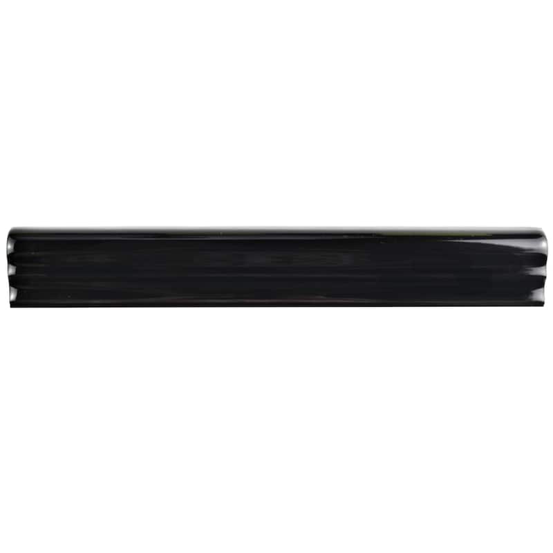 Merola Tile Nero Brillo Zen 1-1/4" x 7-7/8" Ceramic Wall Trim - (1 Tile)