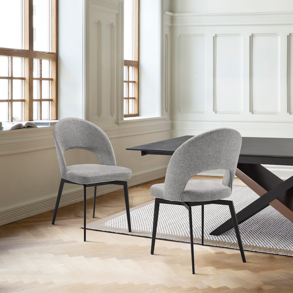 Lucia Brown or Grey Upholstered Swivel Dining Chairs - Set of 2