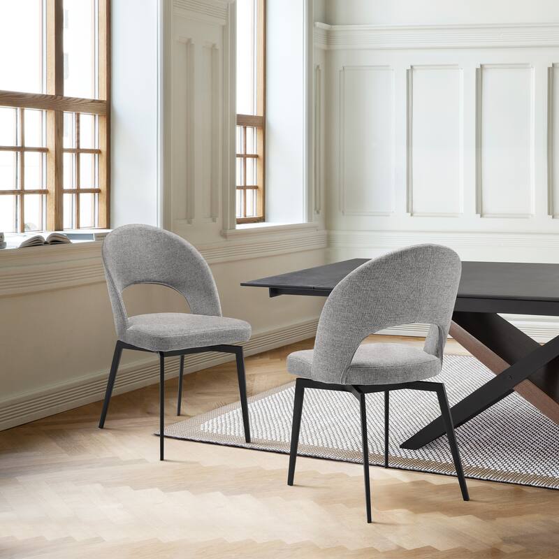 Lucia Brown or Grey Upholstered Swivel Dining Chairs - Set of 2