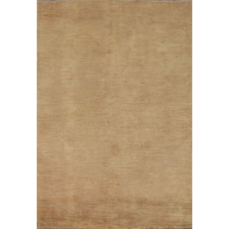 Light Brown Gabbeh Modern Rug Handmade Wool Carpet - 4'1"x 5'10"