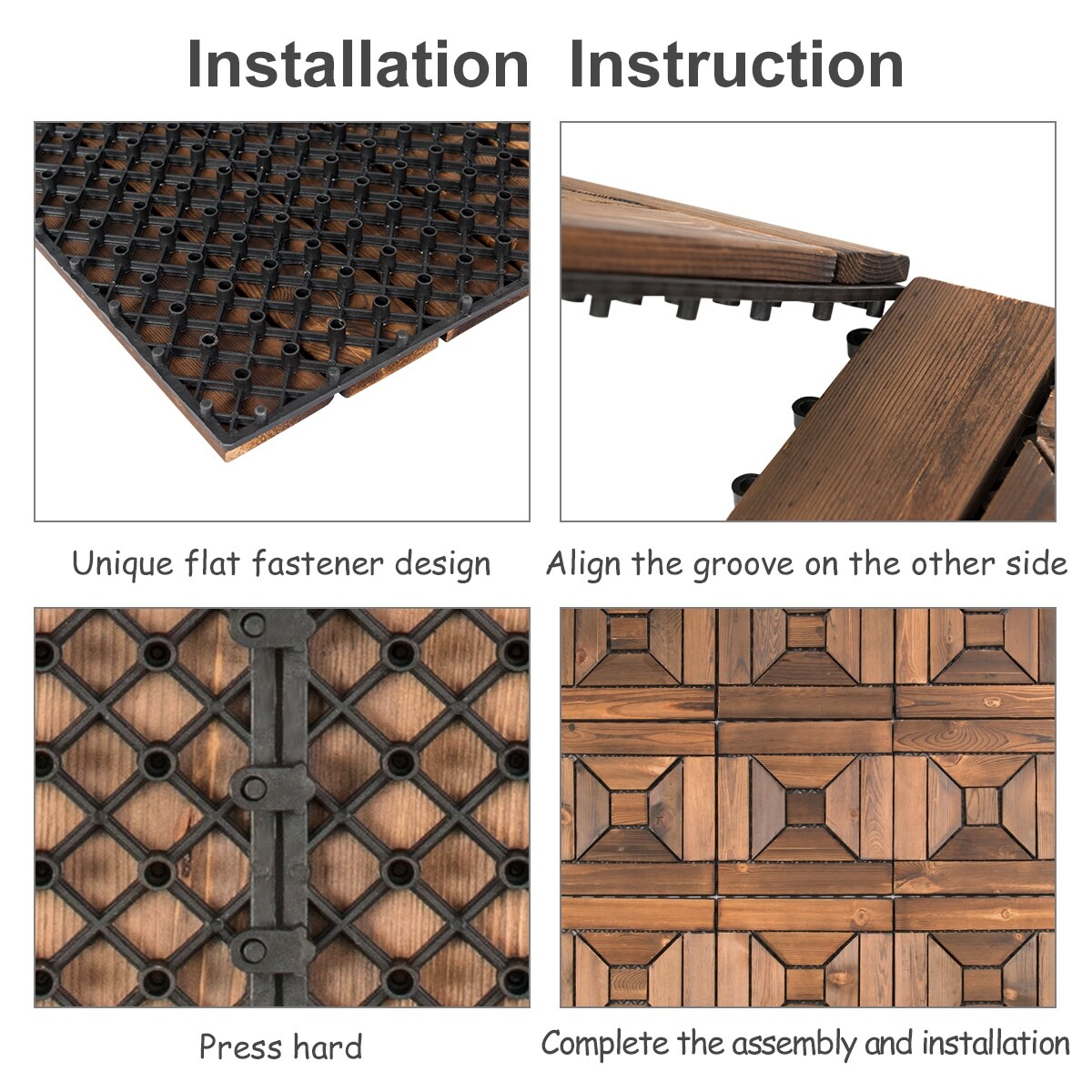 Shop Costway 22 Pcs 12 X 12 Interlocking Wood Deck Tiles Patio