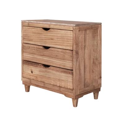 Asic 42 Inch Tall Dresser Chest 3 Drawers Natural Gray Brown Pine Wood