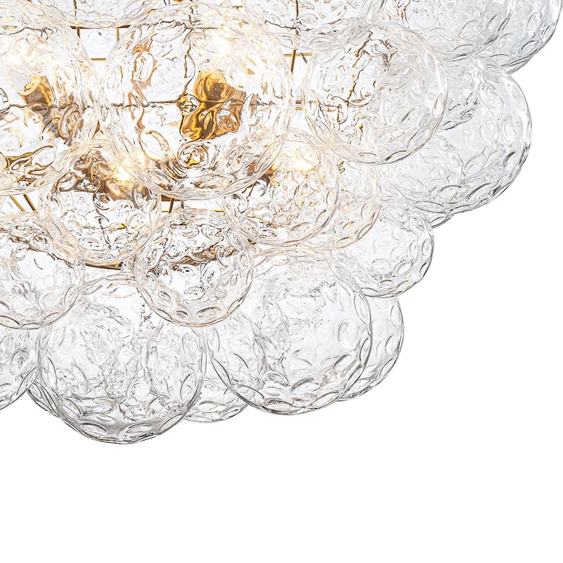 Luxury Brass Hammered Water Glass Globe Cluster Bubble Chandelier