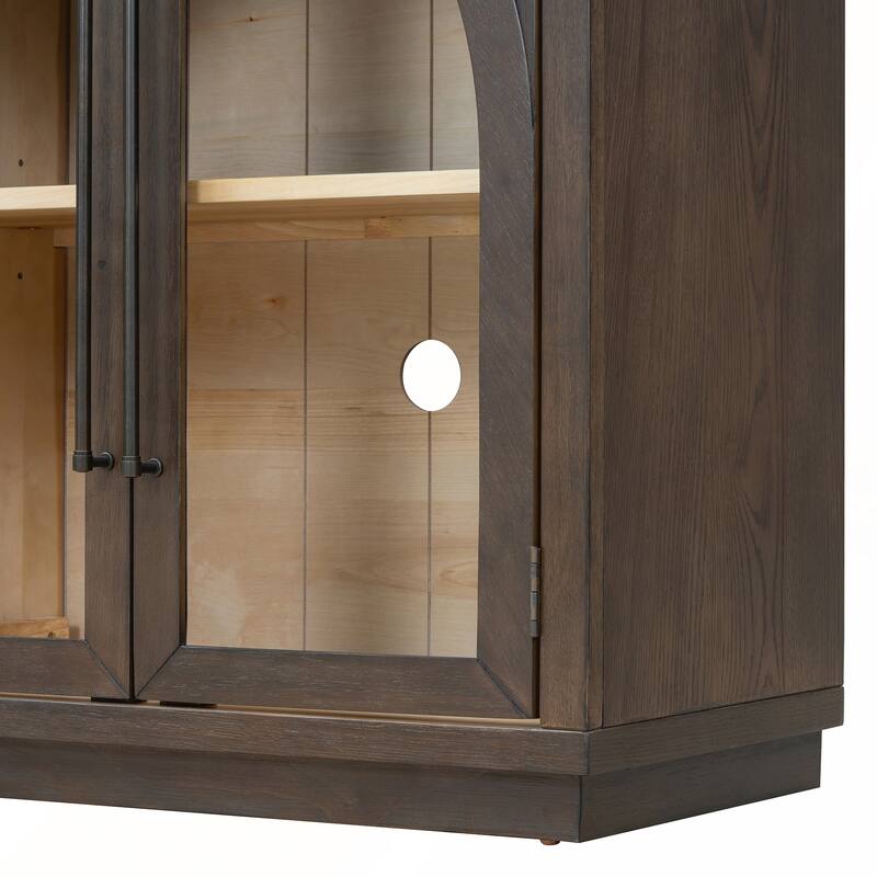 4 Doors Large Storage Sideboard Buffet Cabinet with Glass Doors