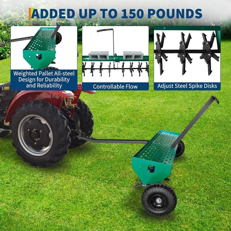 48 Inch Tow Behind Lawn Core Aerator for Professional Yard, Garden, Farm Care
