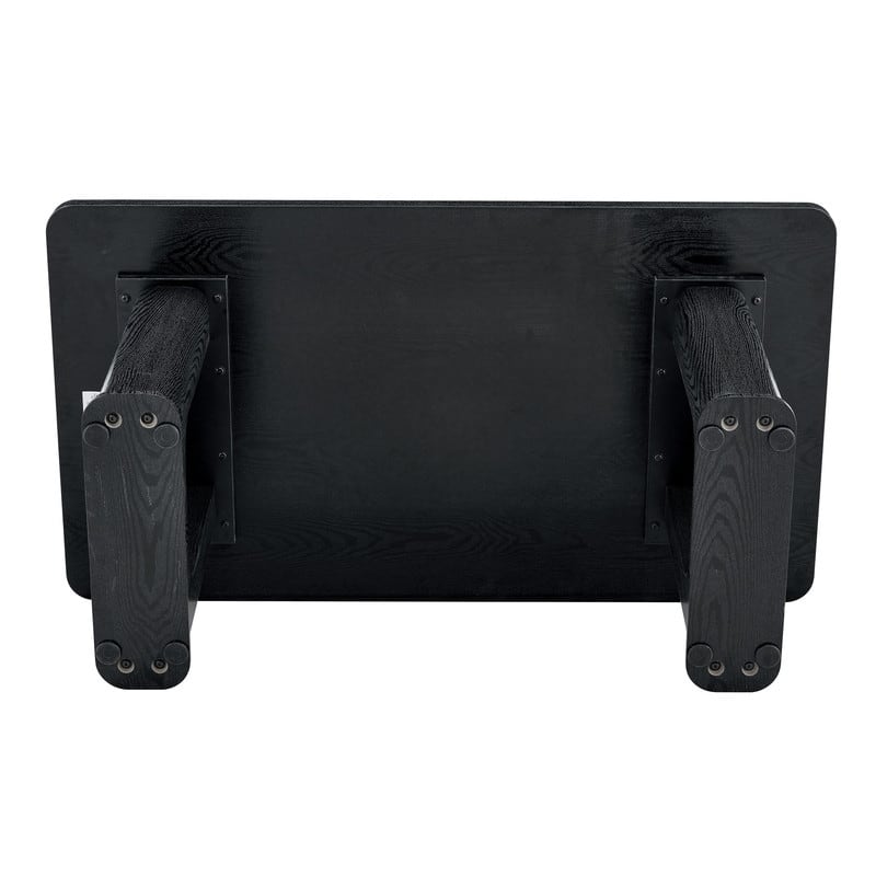 64.5 x 35.4 Inch Modern Dining Table with Wood Texture & Glass Accent