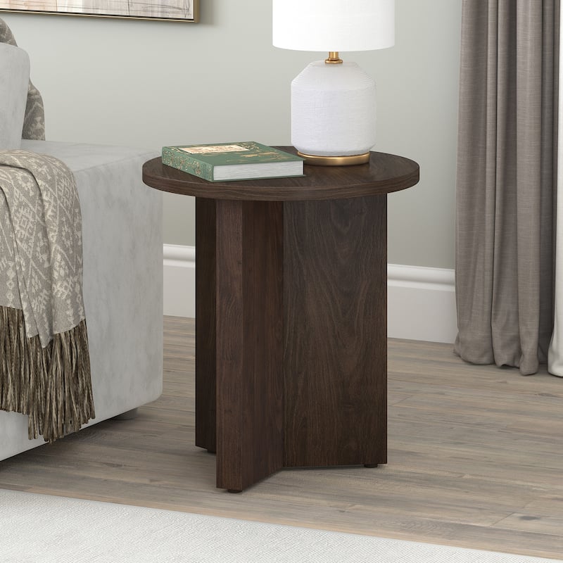 Anders 20" Wide Round Side Table - Alder Brown