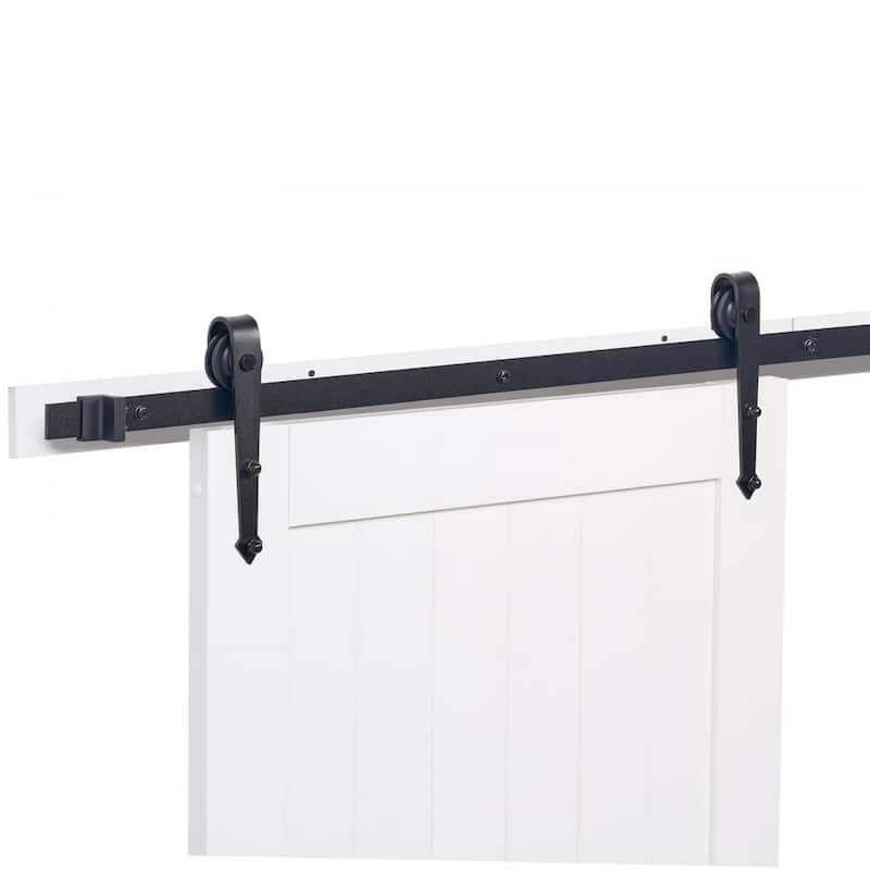 White MDF Sliding Barn Door with Frosted Glass for Bathroom and Kitchen