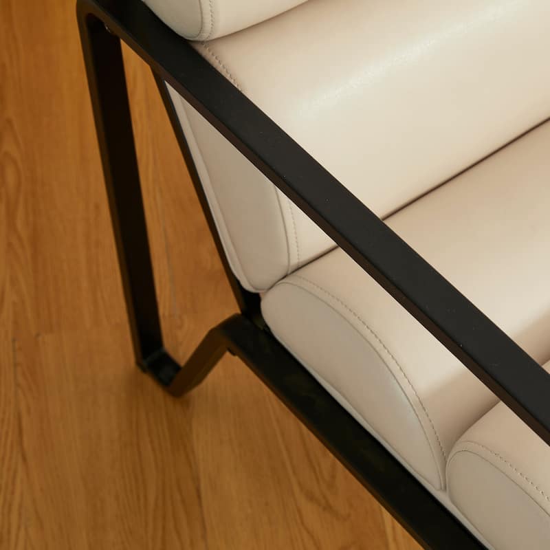 Glitzhome 26.75"W Modern Comfy PU Leather Accent Chair with Metal Frame