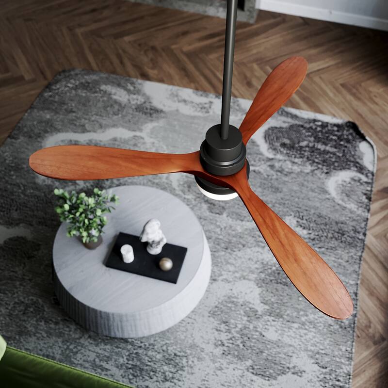 Elegant 52'' Ceiling Fan 3 Blades Solid Wood Reversible with Remote