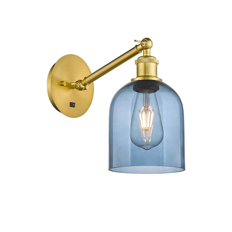 Innovations Lighting 317-1W-10-6 Bella Sconce Bella 10" Tall Wall - Satin Gold / Princess Blue
