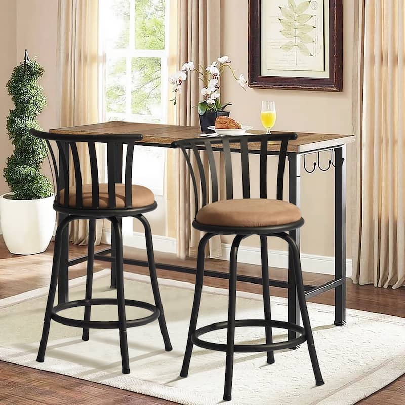 Homylin Upholstered Faux Leather Swivel Bar Stool (Set of 2)
