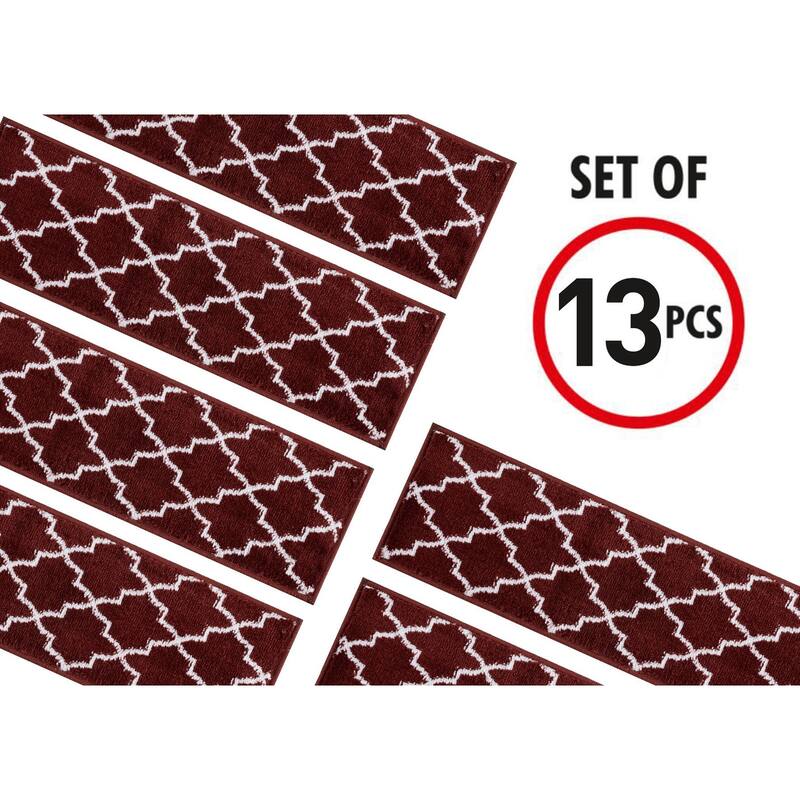 SUSSEXHOME Geometric Stair Treads with Easy to Install Double Adhesive Tape 9" x 28"