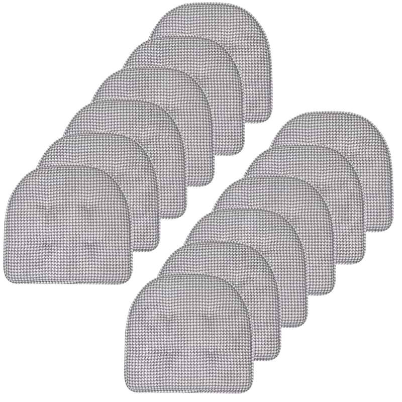 Sweet Home Collection Houndstooth Stitch U-Shaped Memory Foam Chair Cushions 17" x 16" - Set of 12 - Gray