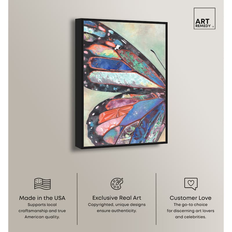 Art Remedy Butterfly Part I Framed Butterfly 1 Piece Canvas Wall Art