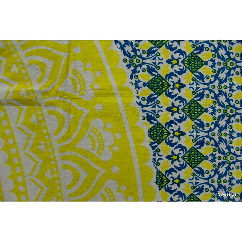 Cotton Stunning Tie Dye Floral Tablecloth Rectangle - 60 x 98 in