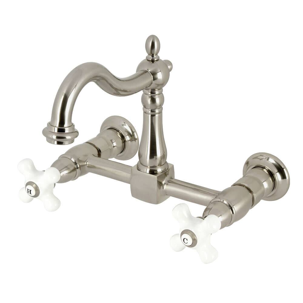 Kingston Brass KS126.PX Heritage 1.8 GPM Wall Mounted Bridge Kitchen