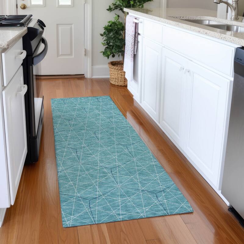 Premium Washable Super Soft Modern Contemporary Mayfield Rug - Teal - 2'3" x 7'6"