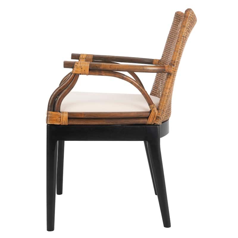 SAFAVIEH Vasatha Tropical Coastal Cushion Arm Chair - 21.5" W x 23.5" L x 32.3" H - 22"Wx24"Dx32"H