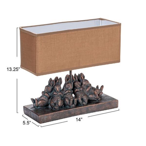 Resin Rabbit Table Lamp with Linen Shade - Bed Bath & Beyond - 31244163