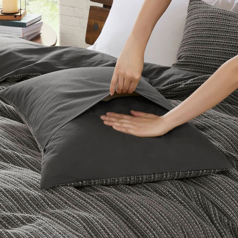 GDF Studio - Rowena Waffle Washed Cotton 3-Piece Comforter Set with Soft Textured Design