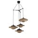 preview thumbnail 6 of 8, Cascade 4-Light Cluster Pendant Light Natural Rattan Shade Coastal Chic Chandelier in Matte Black - 35 Wide