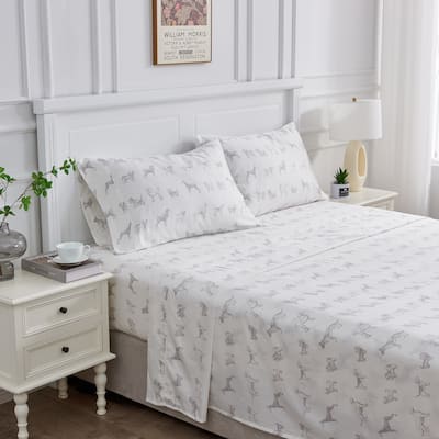 Printed Design Cotton Collection 400TC Hemstitch Animal Dog Sheet Set and Pillowcases
