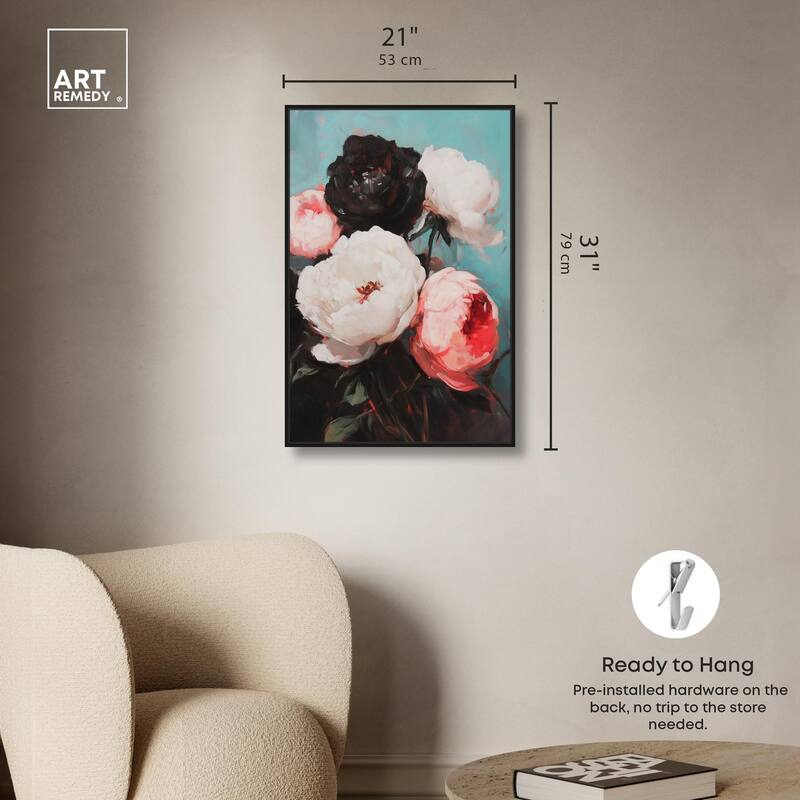 Three Shades of Peony III Canvas by Art Remedy