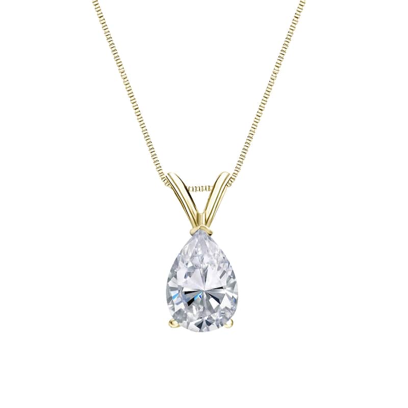 Auriya 1/2ctw Pear-cut Diamond Solitaire Necklace 14k Gold (G-H, VS1-VS2) - Yellow