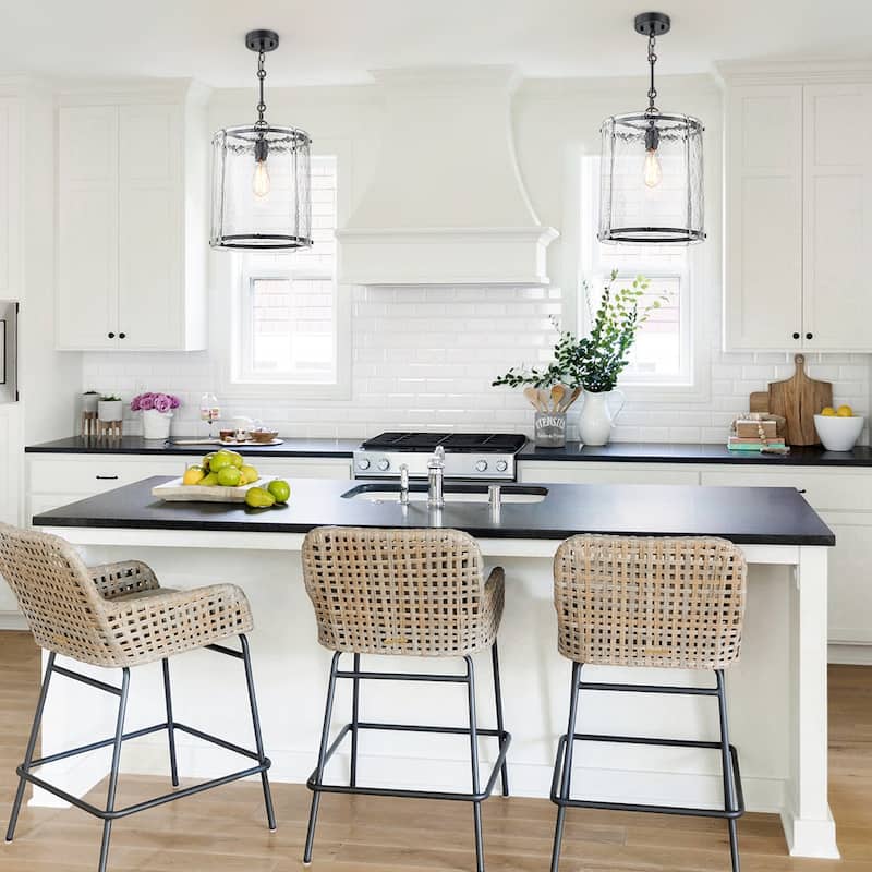 12.6''W Modern 1-Light Water Rippled Glass Pendant - 14.6in